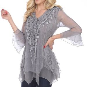 Pretty Angel Bolero Gypsy Blouse Gray Size XL Bohemian Fairy